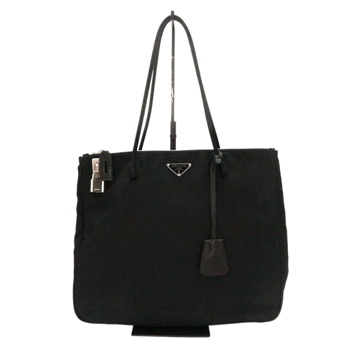 PRADA Black Nylon & Leather Tote Bag [Used]