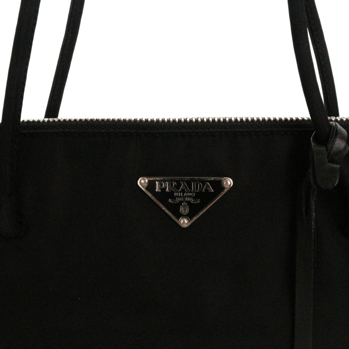 PRADA Black Nylon & Leather Tote Bag [Used]