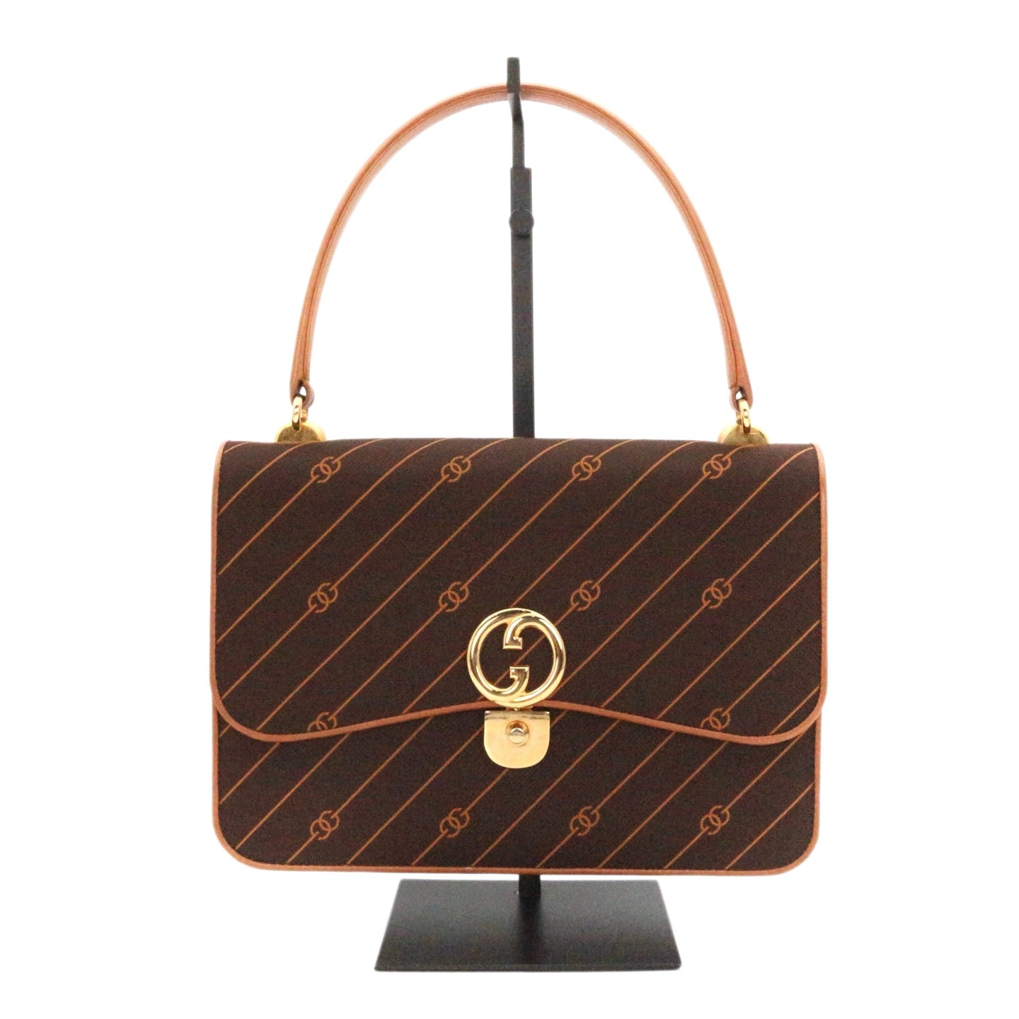 GUCCI Rare Vintage Brown Canvas & Leather Top Handle Bag [Used]