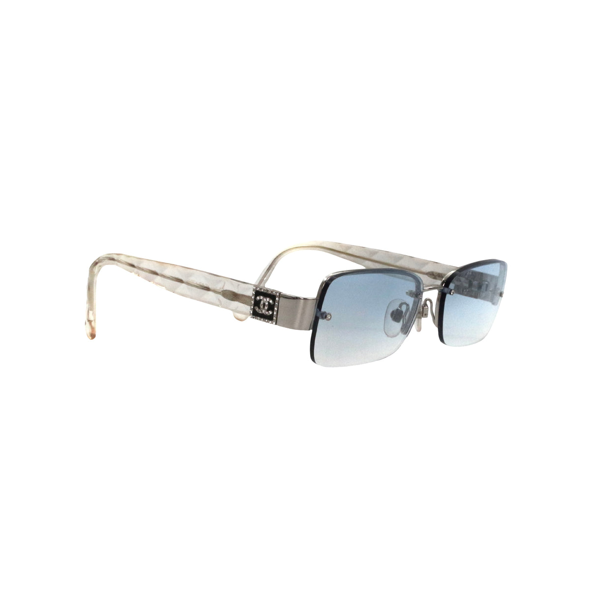 CHANEL Blue Gradient Rhinestone Y2K Sunglasses [Used]