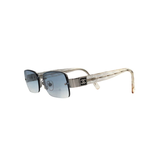 CHANEL Blue Gradient Rhinestone Y2K Sunglasses [Used]