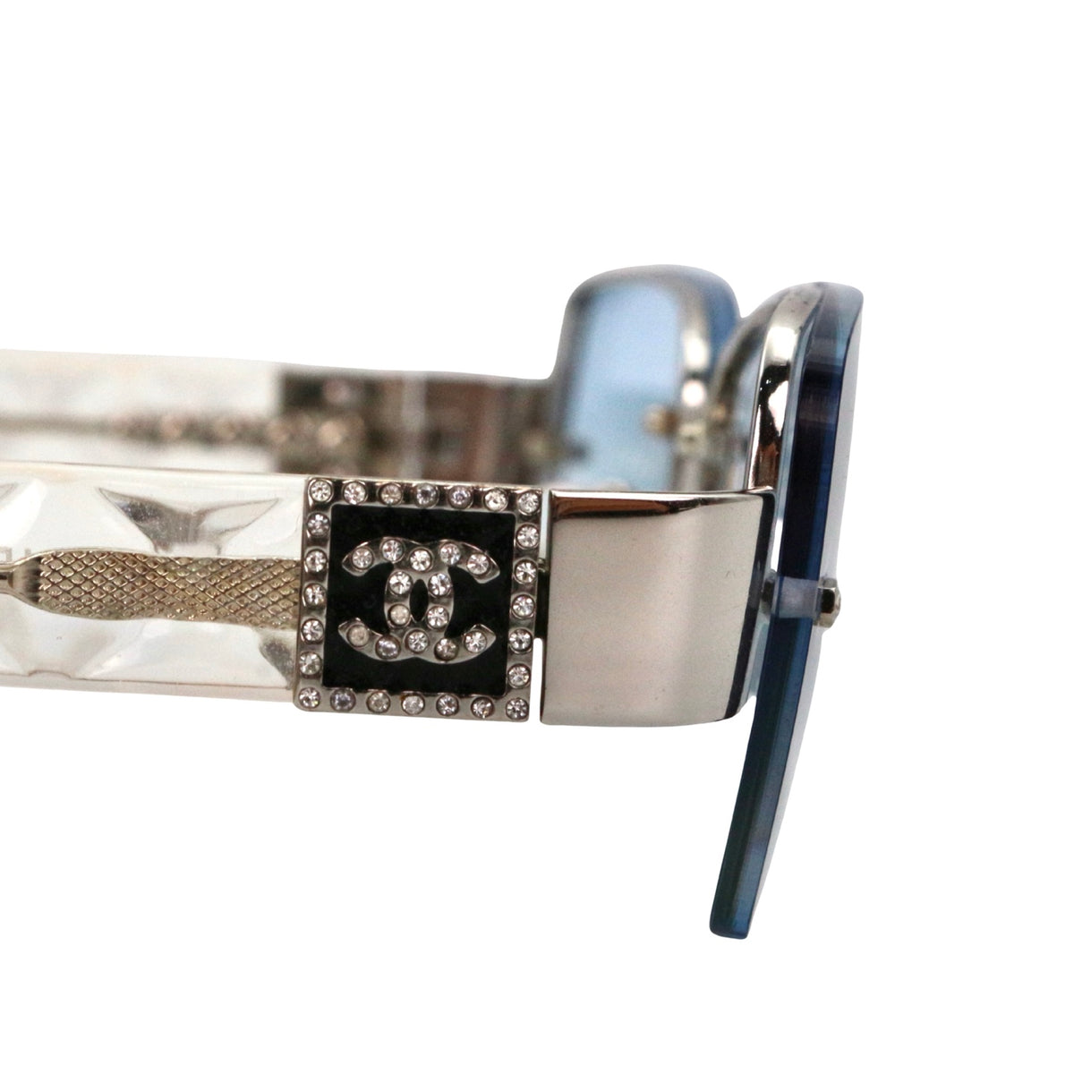 CHANEL Blue Gradient Rhinestone Y2K Sunglasses [Used]