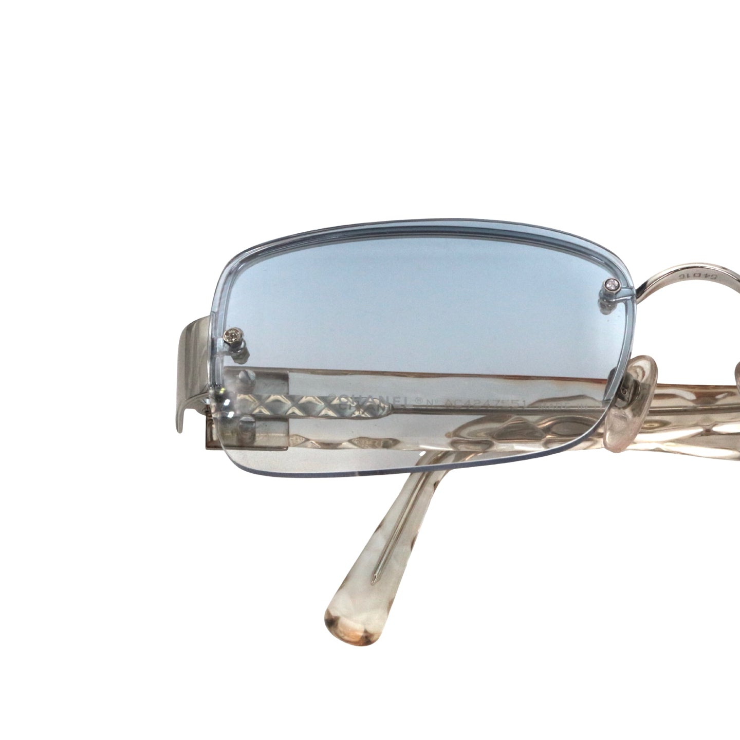 CHANEL Blue Gradient Rhinestone Y2K Sunglasses [Used]