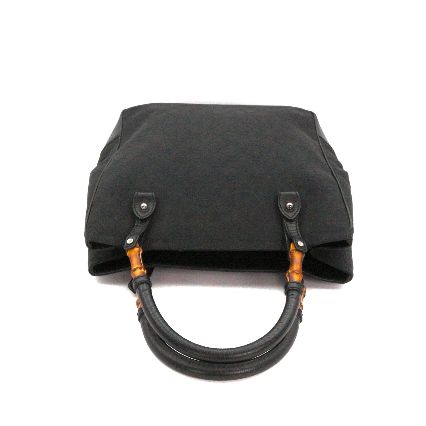 GUCCI Black Canvas Bamboo Handle Large Tote Bag [Used]
