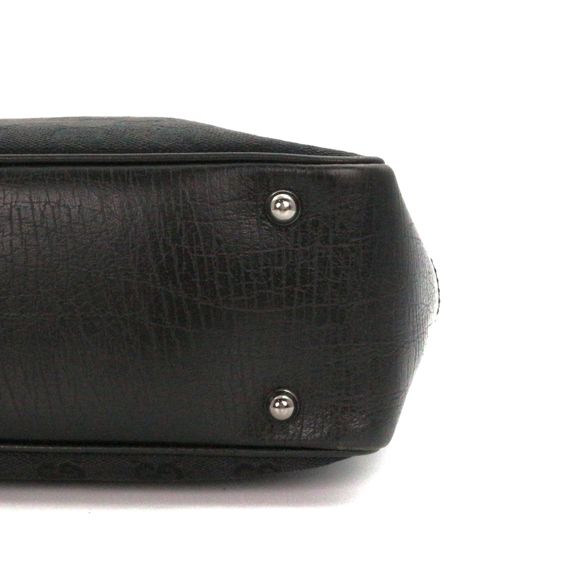 GUCCI Black Canvas Bamboo Handle Large Tote Bag [Used]