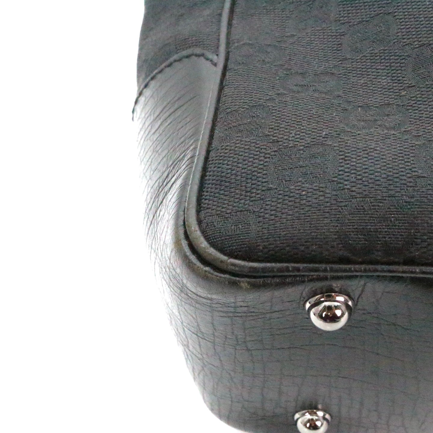GUCCI Black Canvas Bamboo Handle Large Tote Bag [Used]
