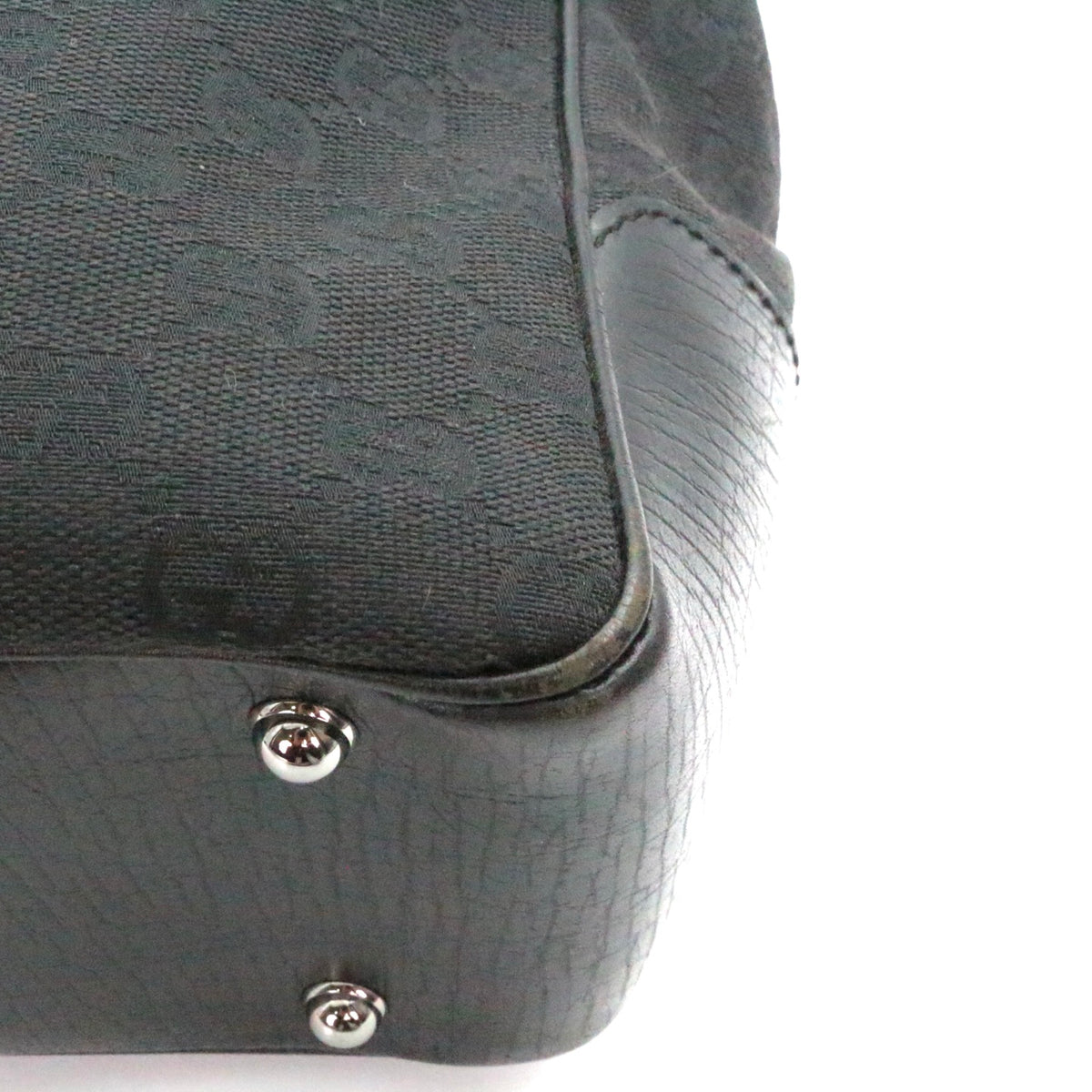GUCCI Black Canvas Bamboo Handle Large Tote Bag [Used]