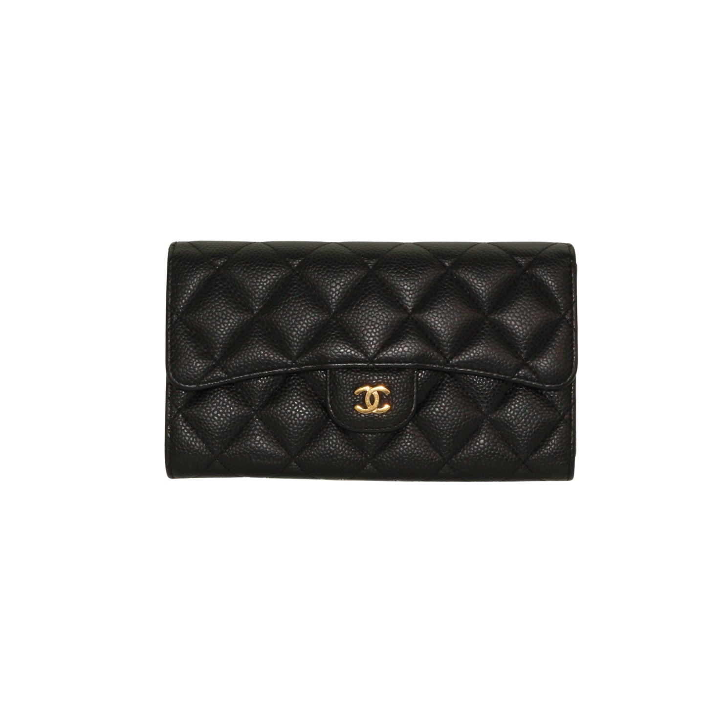 CHANEL Black Caviar Quilted Long Wallet [Used]