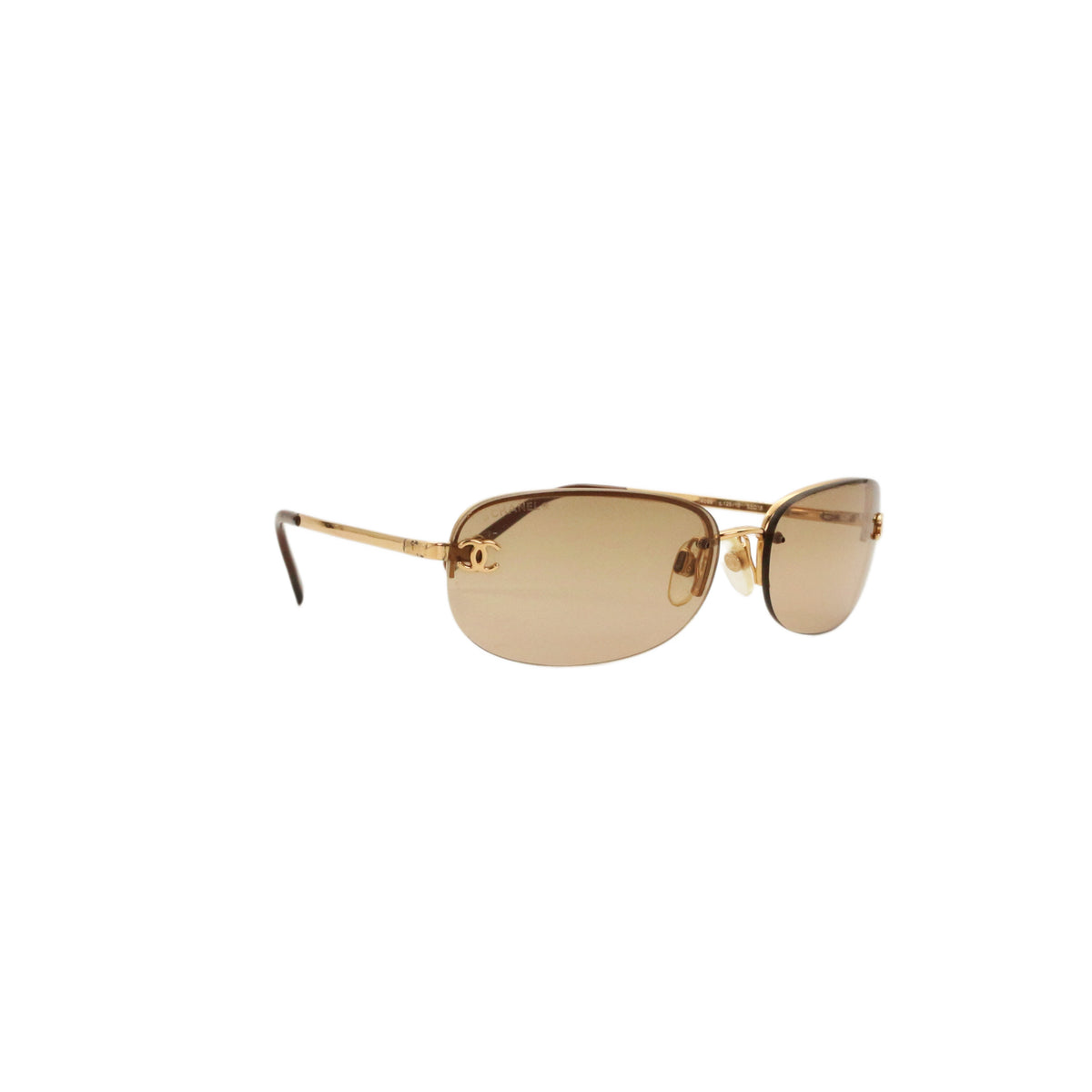 CHANEL Y2K Brown Tinted Double CC Sunglasses [Used]