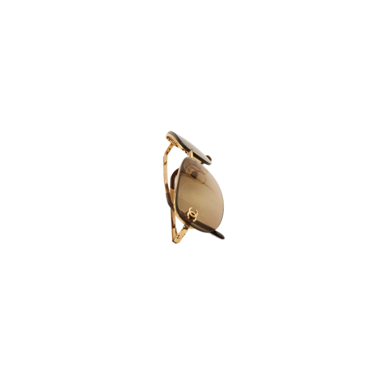 CHANEL Y2K Brown Tinted Double CC Sunglasses [Used]