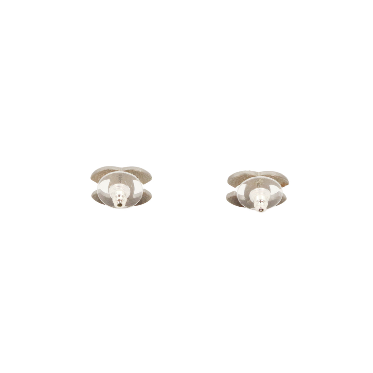 CHANEL Black & White Enamel Rhinestone Double CC Earrings 05P [Used]