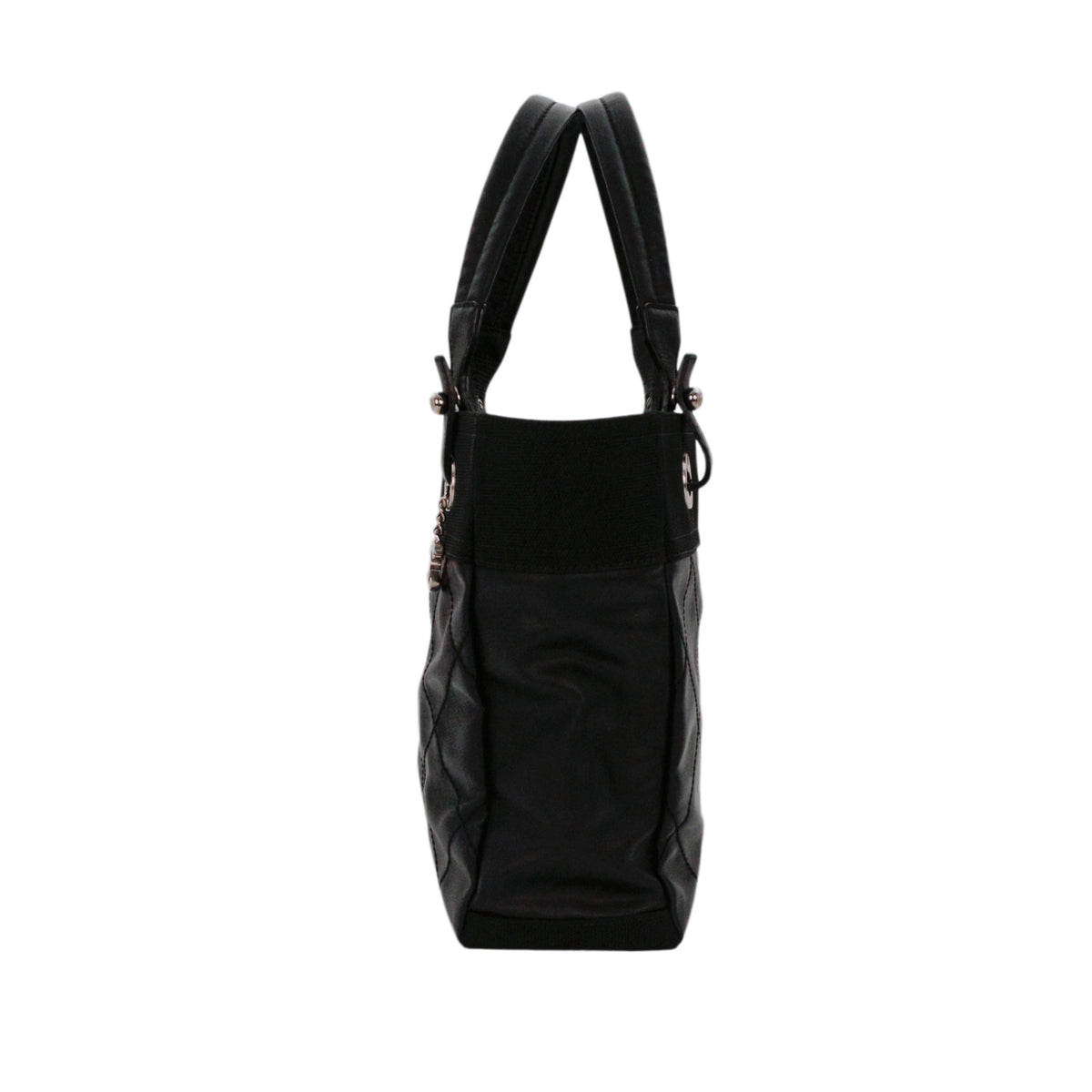 CHANEL Black Coated Canvas & Leather Small Paris Biarritz Tote [Used]