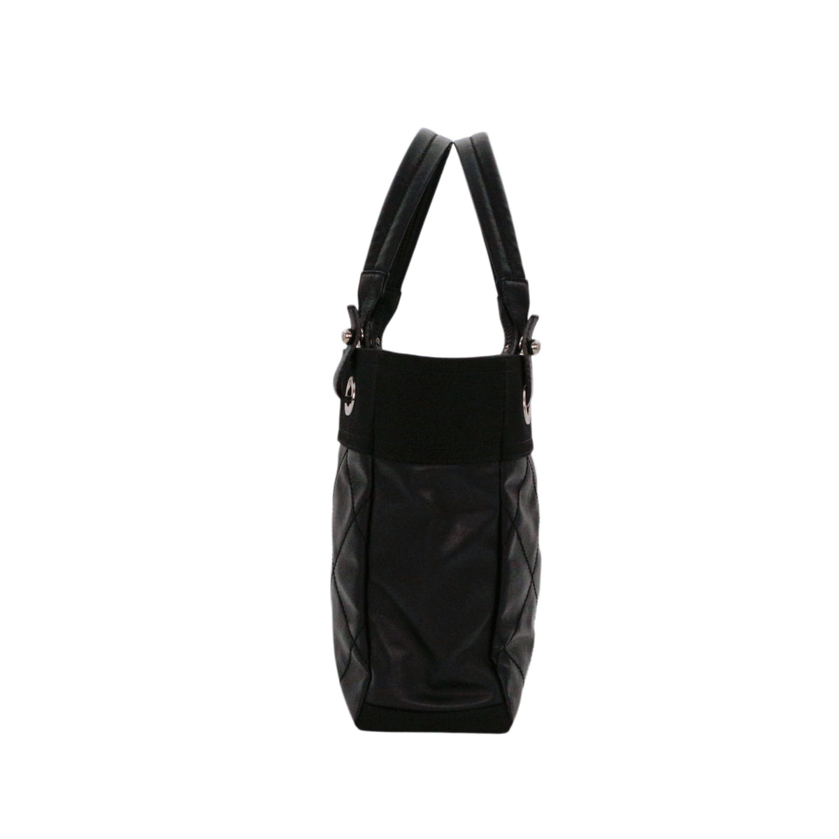 CHANEL Black Coated Canvas & Leather Small Paris Biarritz Tote [Used]