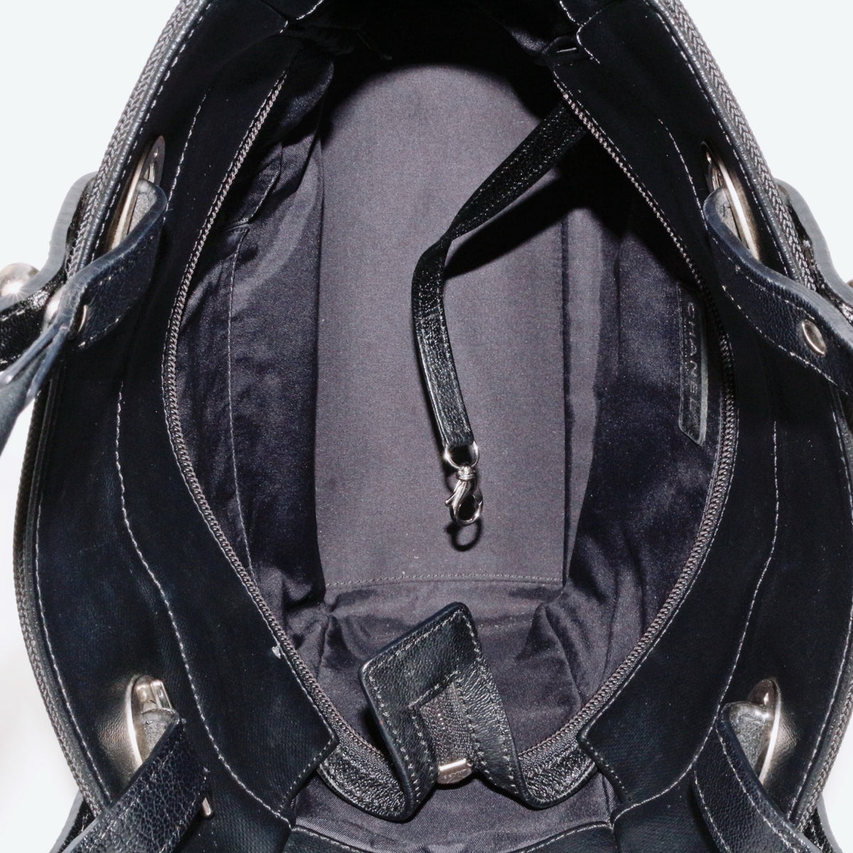 CHANEL Black Coated Canvas & Leather Small Paris Biarritz Tote [Used]