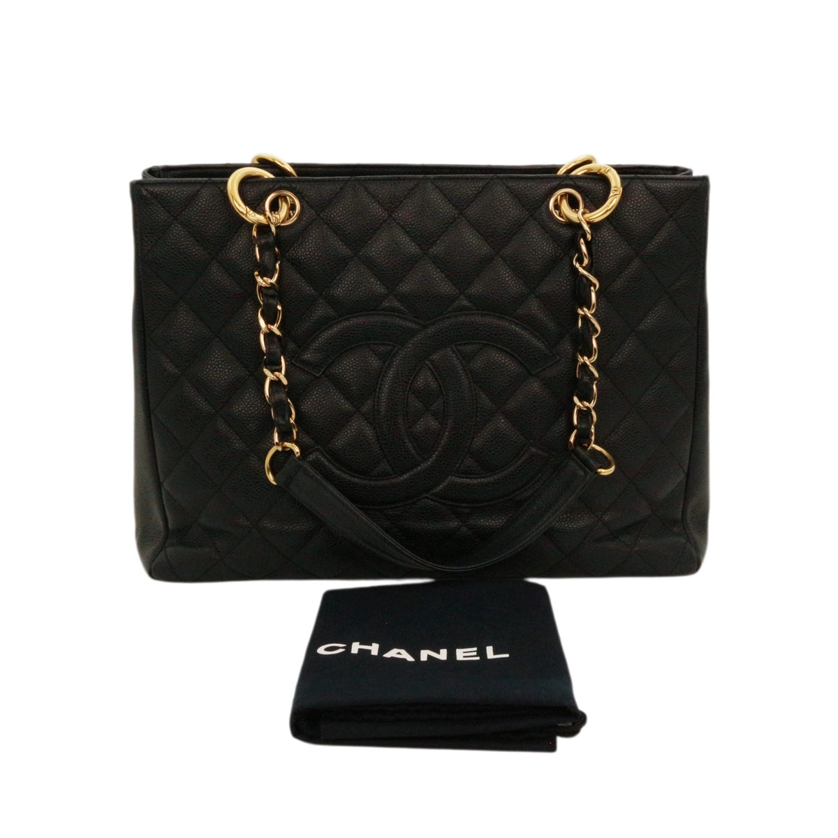 CHANEL Black Caviar Grand Shopping Tote GST [Used]