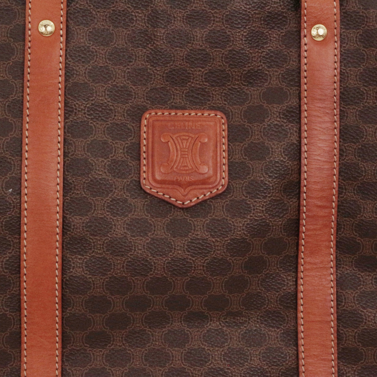 CELINE Brown Macadam Canvas Horizontal Cabas Tote Bag [Used]