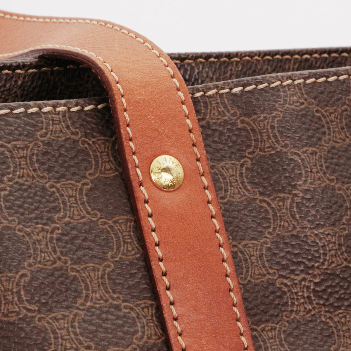 CELINE Brown Macadam Canvas Horizontal Cabas Tote Bag [Used]