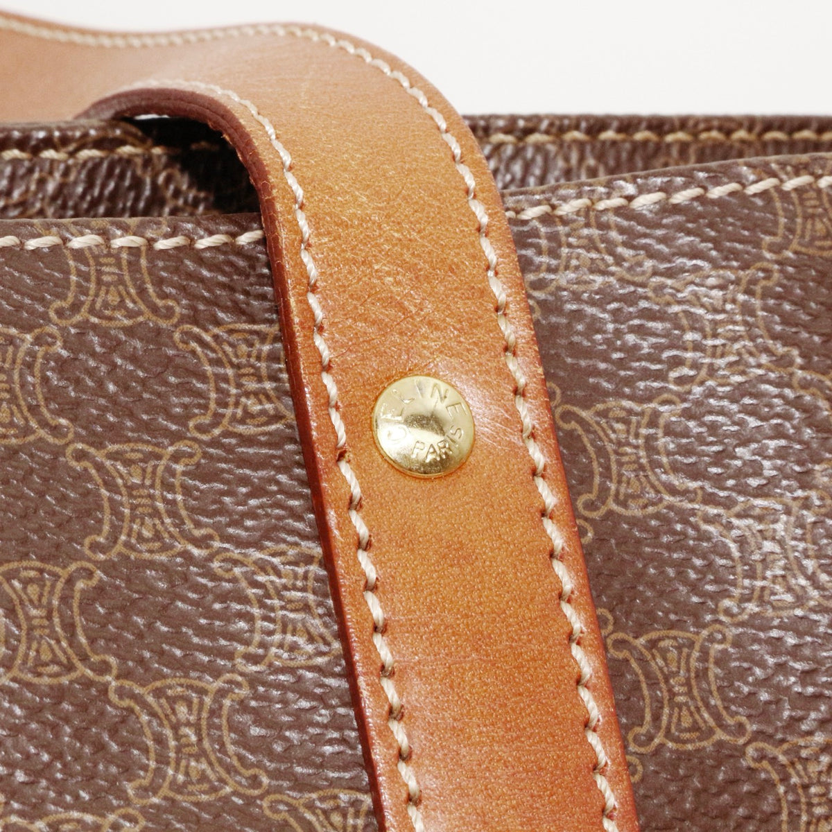 CELINE Brown Macadam Canvas Horizontal Cabas Tote Bag [Used]