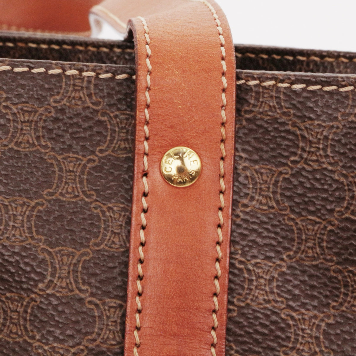CELINE Brown Macadam Canvas Horizontal Cabas Tote Bag [Used]