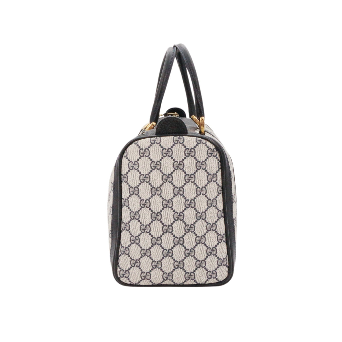 GUCCI Beige & Dark Blue GG Canvas Boston Tote Bag [Used]