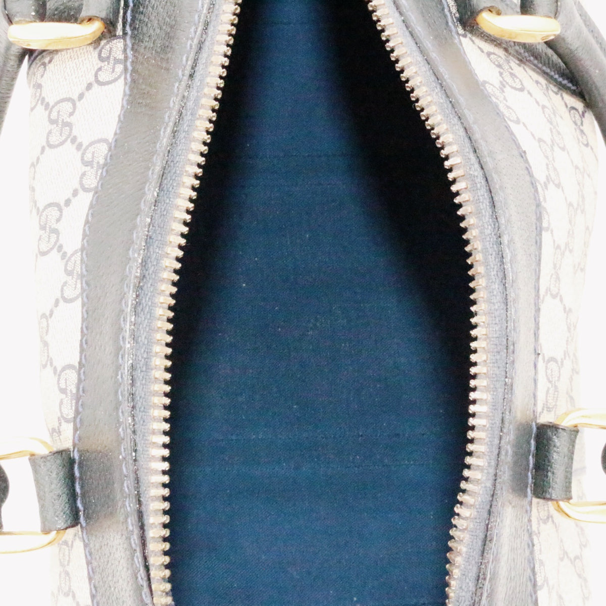 GUCCI Beige & Dark Blue GG Canvas Boston Tote Bag [Used]