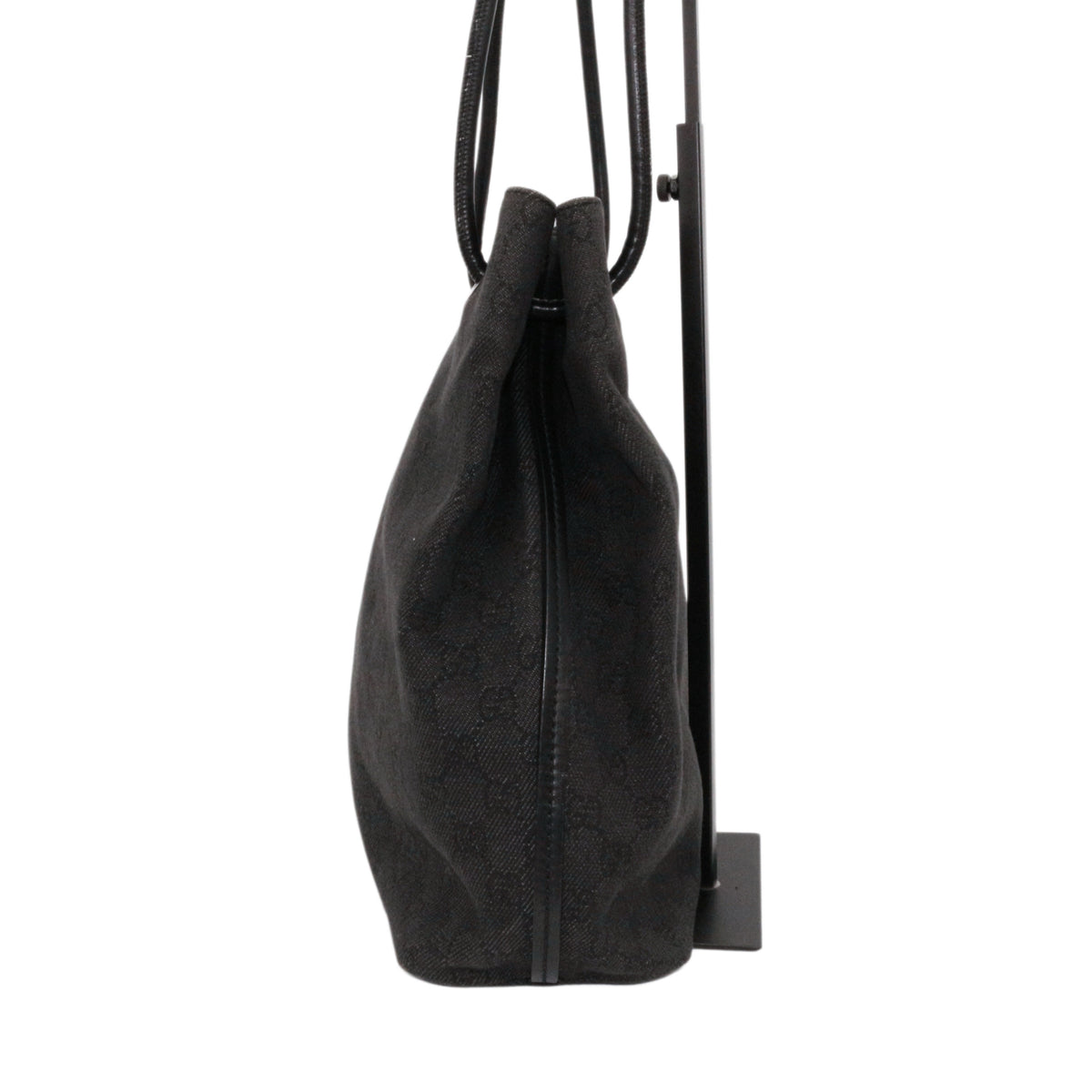 GUCCI Black & Grey GG Denim Leather Tote Bag [Used]