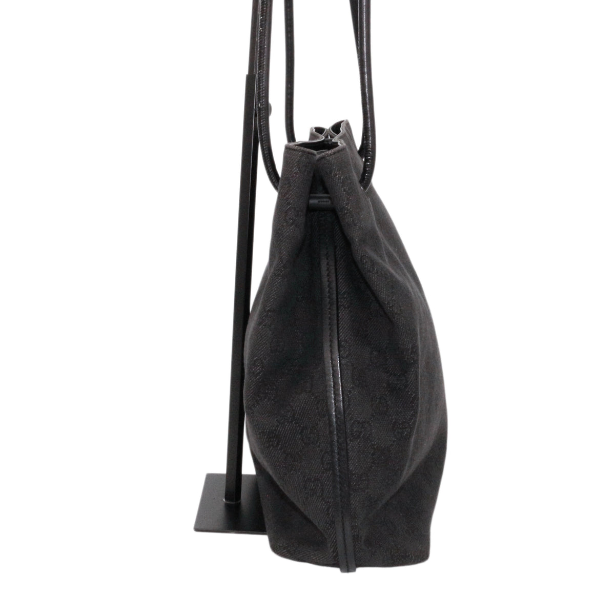 GUCCI Black & Grey GG Denim Leather Tote Bag [Used]