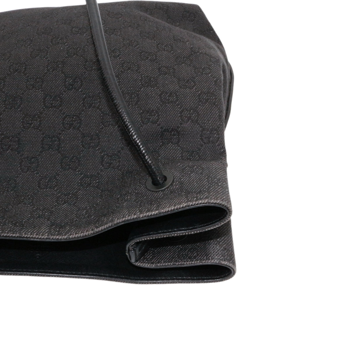 GUCCI Black & Grey GG Denim Leather Tote Bag [Used]