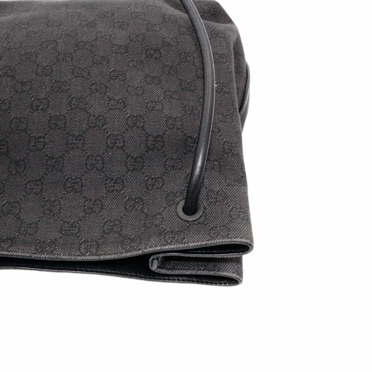 GUCCI Black & Grey GG Denim Leather Tote Bag [Used]