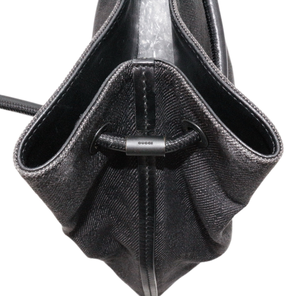 GUCCI Black & Grey GG Denim Leather Tote Bag [Used]