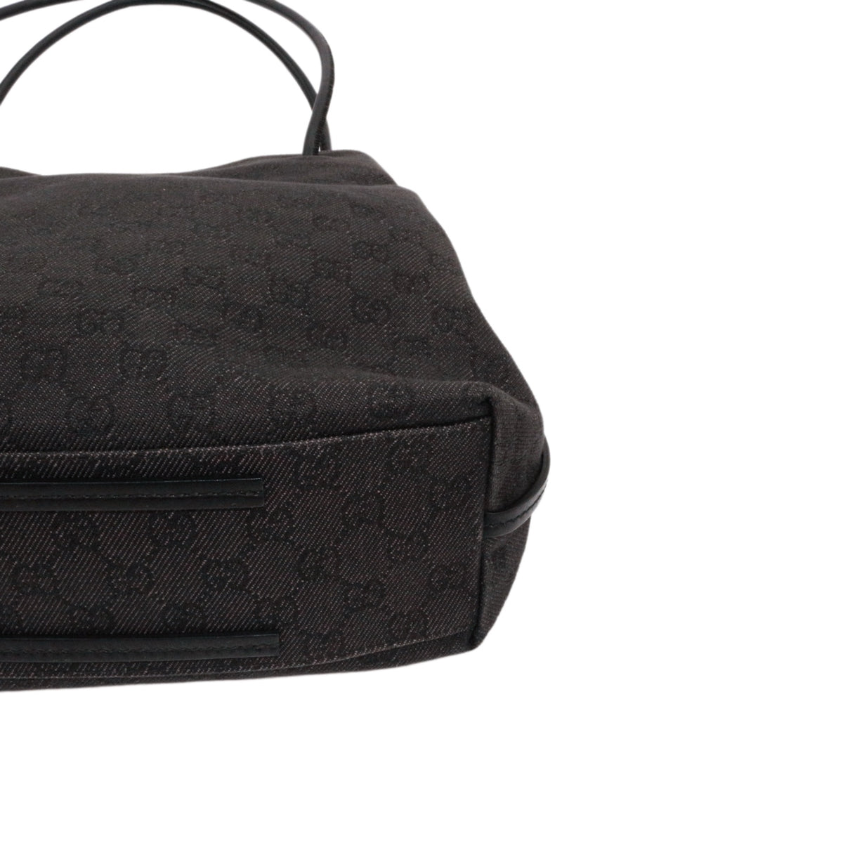 GUCCI Black & Grey GG Denim Leather Tote Bag [Used]