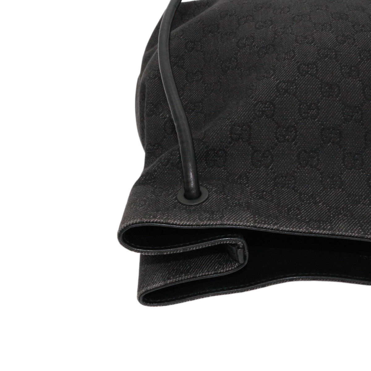 GUCCI Black & Grey GG Denim Leather Tote Bag [Used]