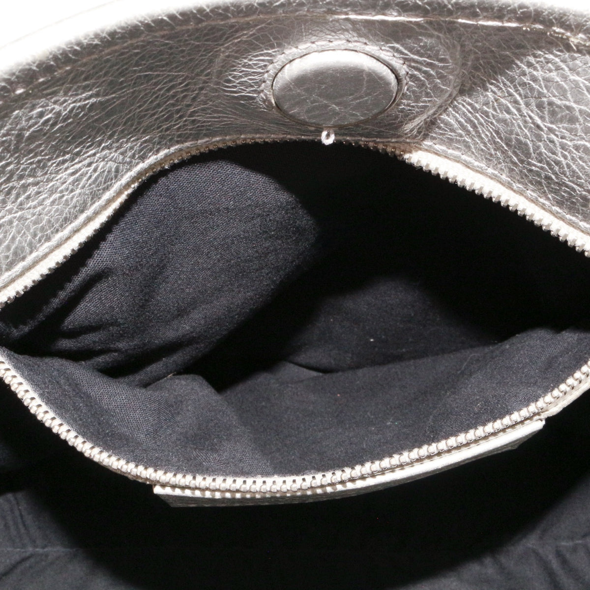 BALENCIAGA Metallic Silver Leather City Tote Bag [Used]