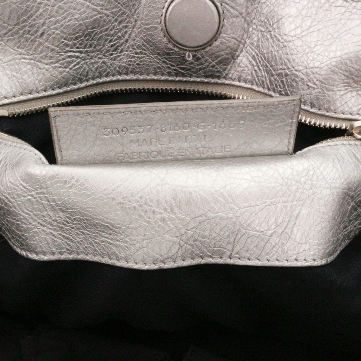 BALENCIAGA Metallic Silver Leather City Tote Bag [Used]