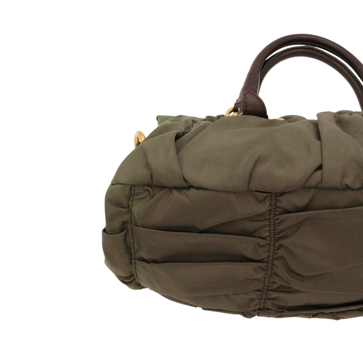 PRADA Olive Green Tessuto Gaufre Nylon & Leather Tote Bag [Used]