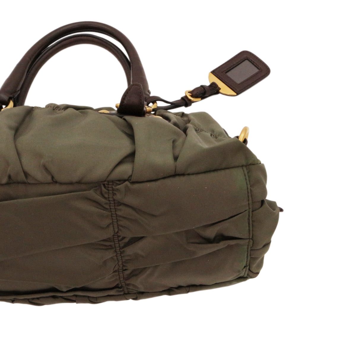 PRADA Olive Green Tessuto Gaufre Nylon & Leather Tote Bag [Used]
