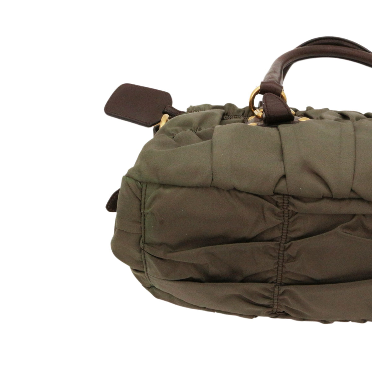 PRADA Olive Green Tessuto Gaufre Nylon & Leather Tote Bag [Used]