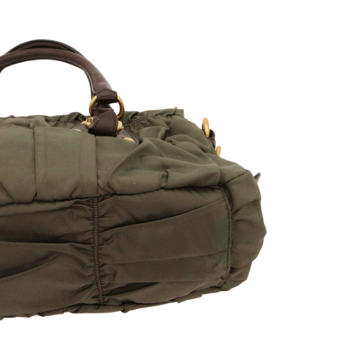 PRADA Olive Green Tessuto Gaufre Nylon & Leather Tote Bag [Used]