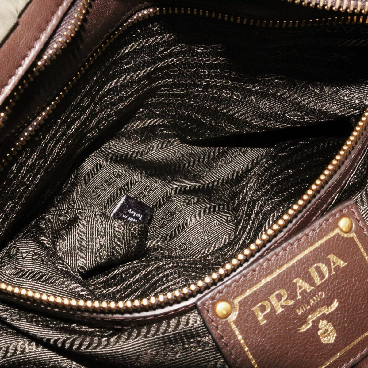 PRADA Olive Green Tessuto Gaufre Nylon & Leather Tote Bag [Used]