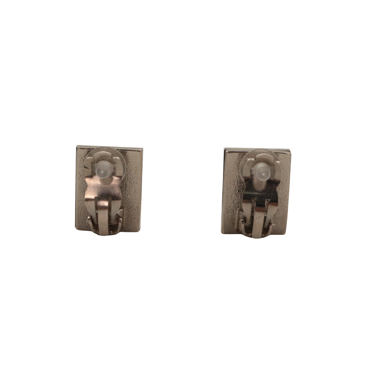 CHANEL 03C Silver Mirror CC Square Clip-On Earrings [Used]