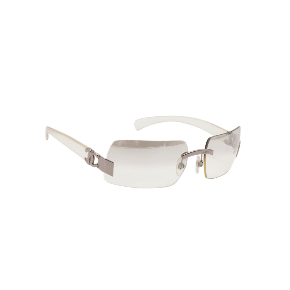 CHANEL 4037 Grey Gradient Rimless Shield Sunglasses [Used]