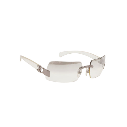 CHANEL 4037 Grey Gradient Rimless Shield Sunglasses [Used]