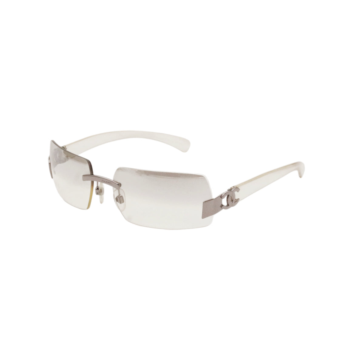CHANEL 4037 Grey Gradient Rimless Shield Sunglasses [Used]
