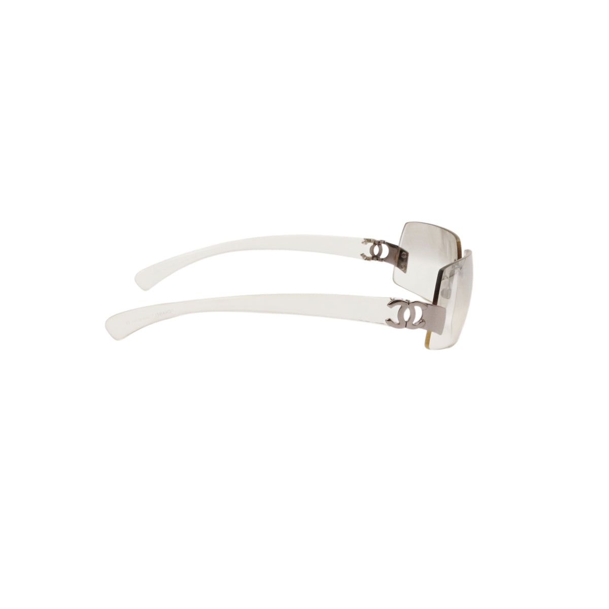 CHANEL 4037 Grey Gradient Rimless Shield Sunglasses [Used]