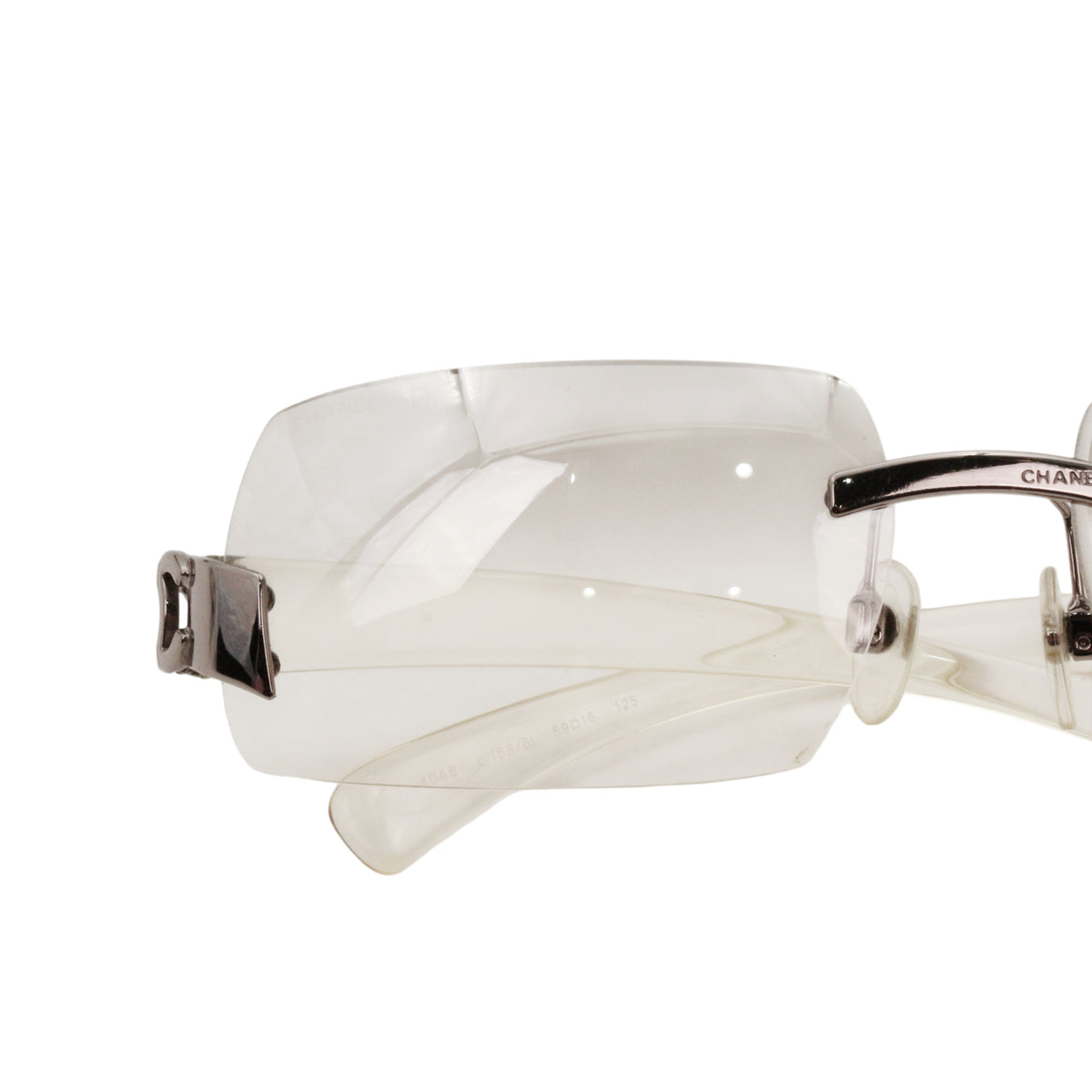 CHANEL 4037 Grey Gradient Rimless Shield Sunglasses [Used]