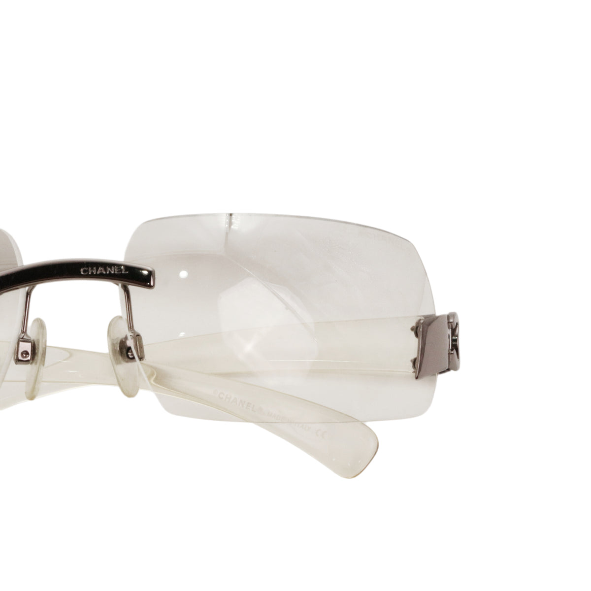 CHANEL 4037 Grey Gradient Rimless Shield Sunglasses [Used]
