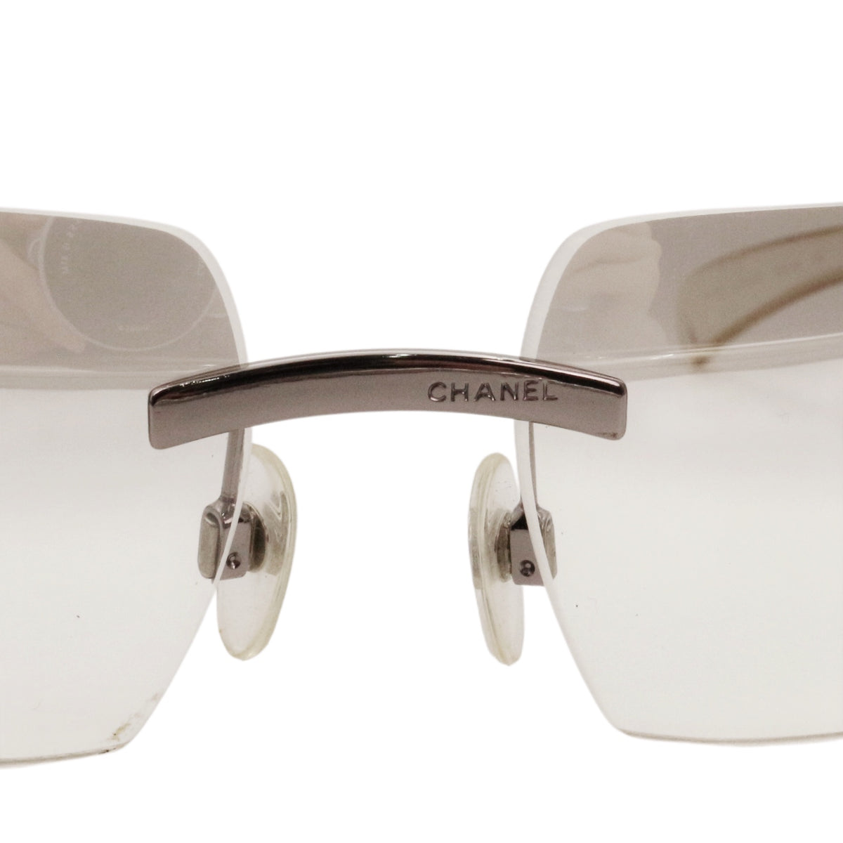 CHANEL 4037 Grey Gradient Rimless Shield Sunglasses [Used]