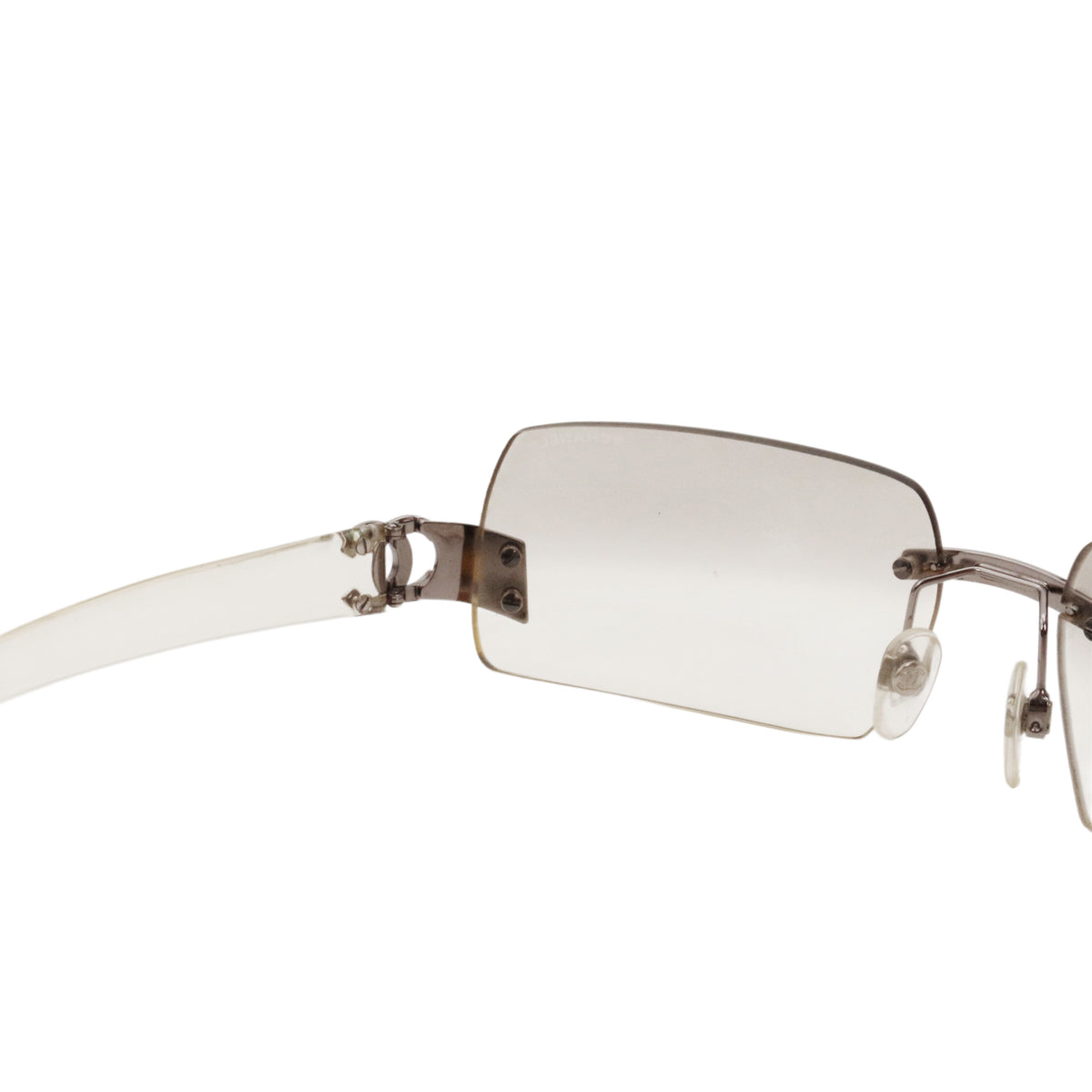 CHANEL 4037 Grey Gradient Rimless Shield Sunglasses [Used]