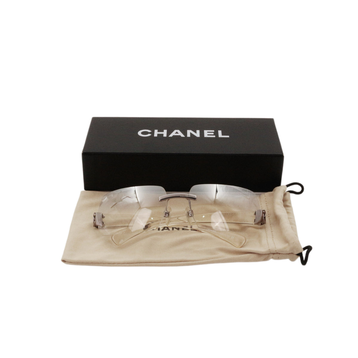 CHANEL 4037 Grey Gradient Rimless Shield Sunglasses [Used]