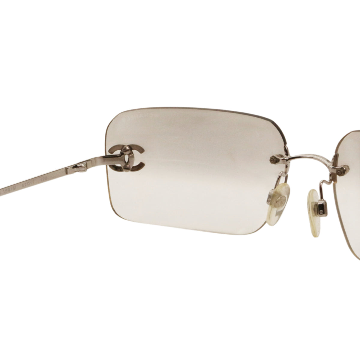 CHANEL 4017-D Y2K Grey Gradient Rhinestone CC Rimless Sunglasses [Used]